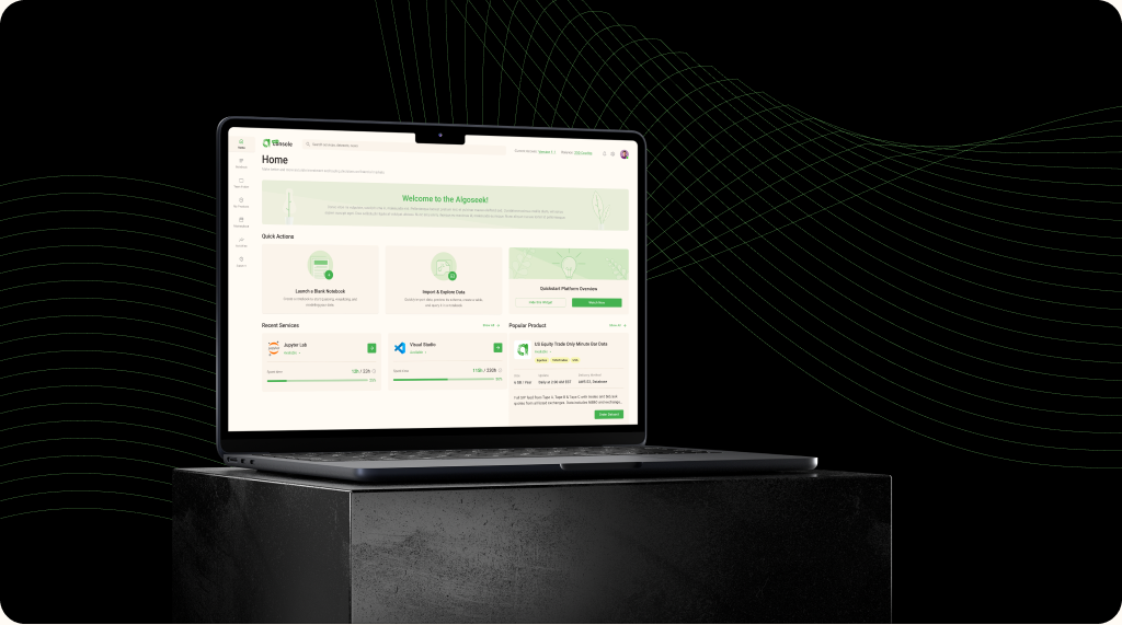 AlgoSeek market data SaaS website UX UI design case study