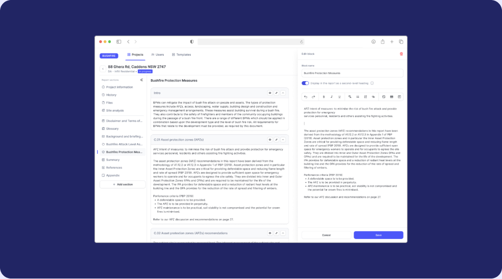 Bushfire bushfire risk assessment software UX UI design case study