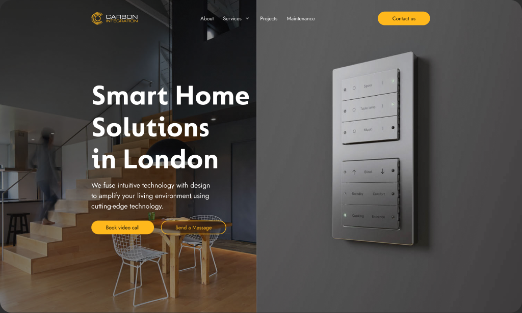 Carbon Integration smart home website design UX UI case study