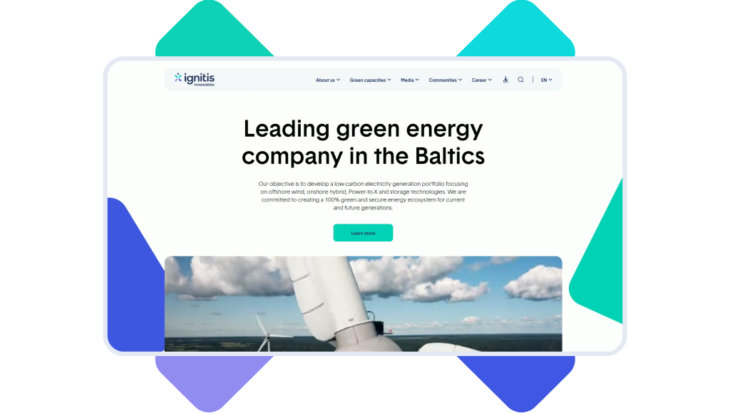Ignitis green energy corporate web design UX UI case study