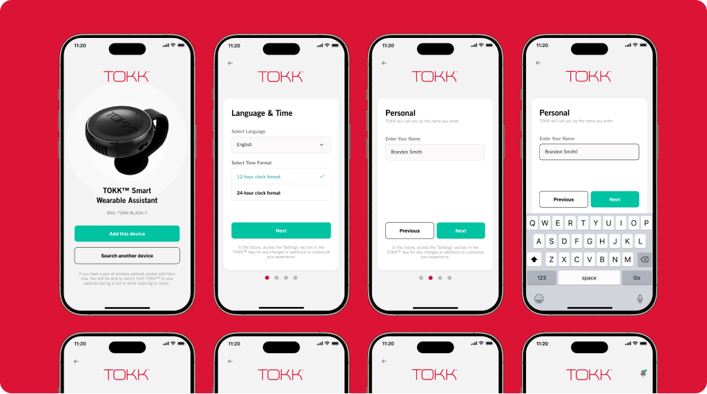 Tokk wearable companion mobile app UX UI design case study
